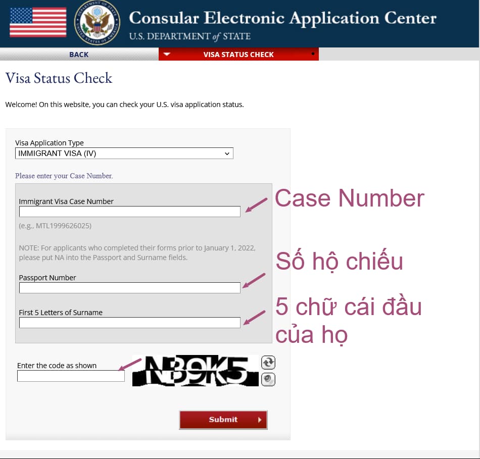 Kiểm tra trình trạng in visa định cư Mỹ